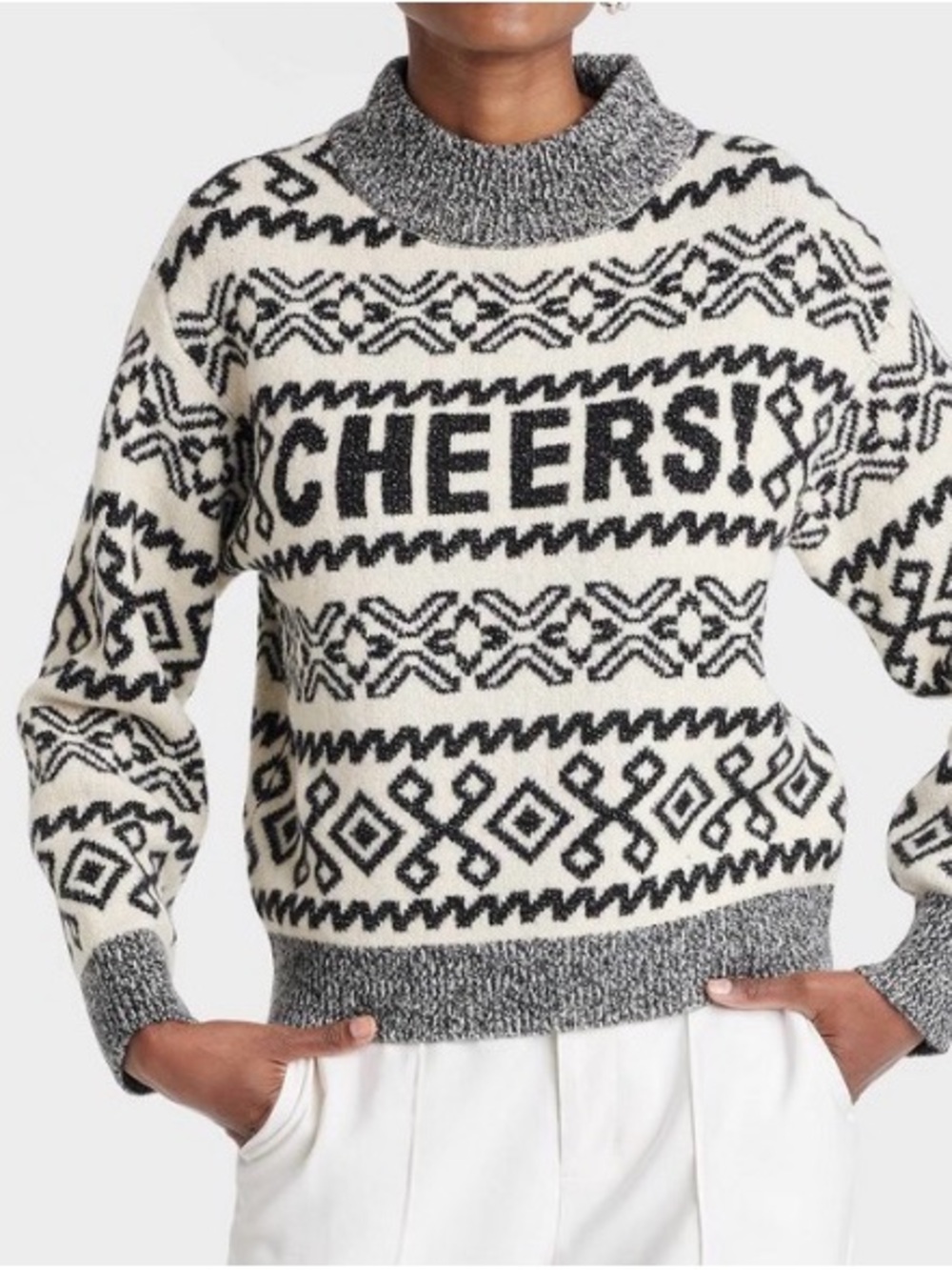 A New Day Small NWT Crewneck Graphic Pullover Sweater Off-White